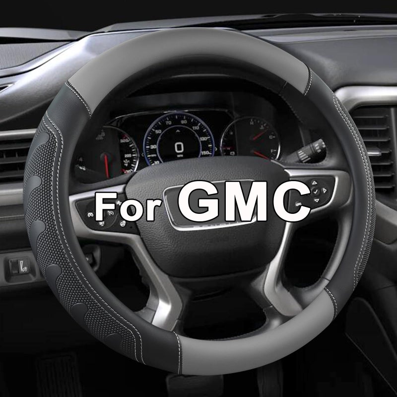 GIANT PANDA Steering Wheel Cover for GMC Sierra Acadia Terrain Yukon(Gray+Black-Standard Size) - Image 1